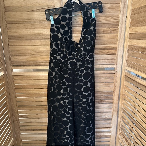 CUSHNIE Halter Neck Polka Dot Jumpsuit in black size 8 - Picture 5 of 11